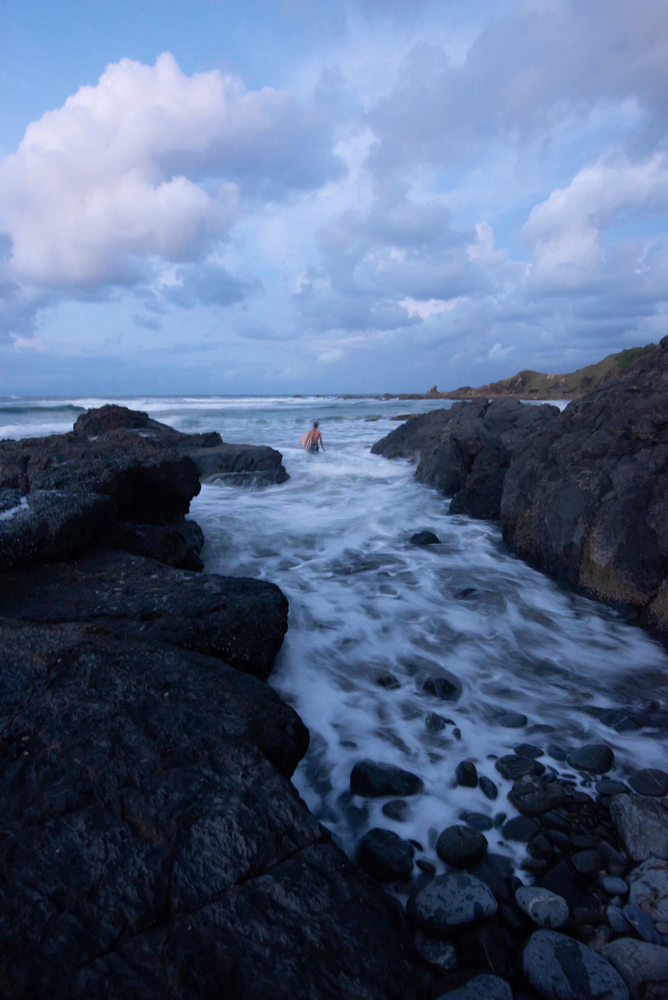 moving into the water